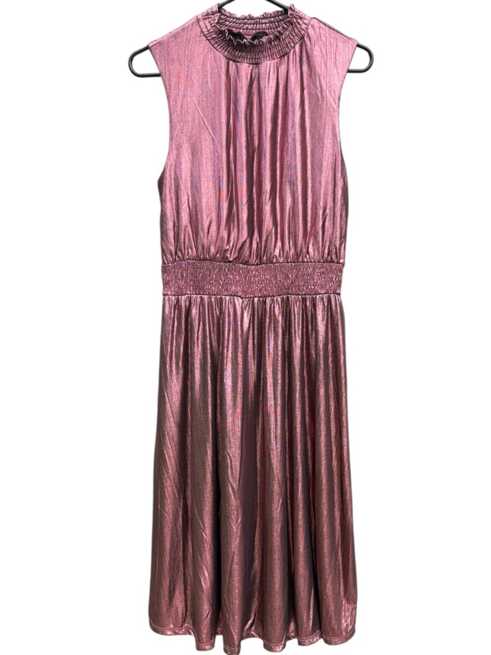 EUC ModCloth Savor The Occasion Liquid Metallic Smocked Sleeveless Dress Medium
